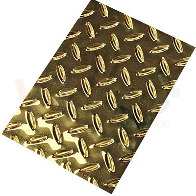 품질  Rice Grain Diamond Embossed Stainless Steel Sheet Anti Skid Plate With Titanium Gold Color 공장