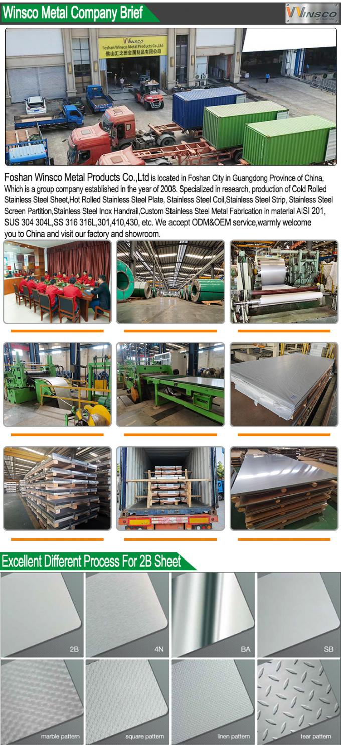 2.0mm SUS201 Cold Rolled Stainless Steel 2B Sheet 1219×2438mm WinscoMetal
