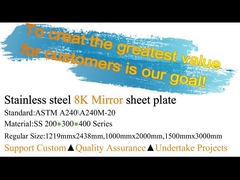 장식을 위한 티타늄 금 304 스테인레스 강 미러 마감 1219 밀리미터